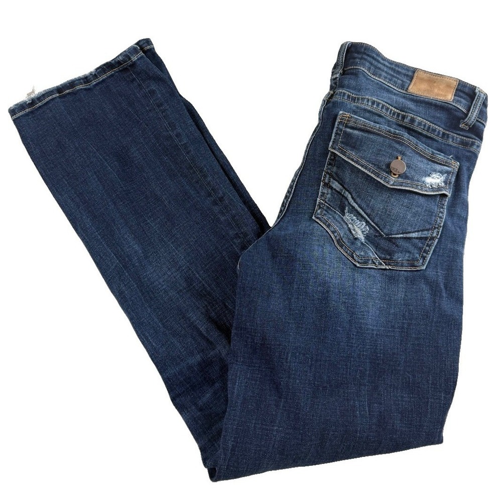 BKE Buckle Payton Jeans Women's 31x31.5 Dark Wash Mid Rise Bootcut Distressed